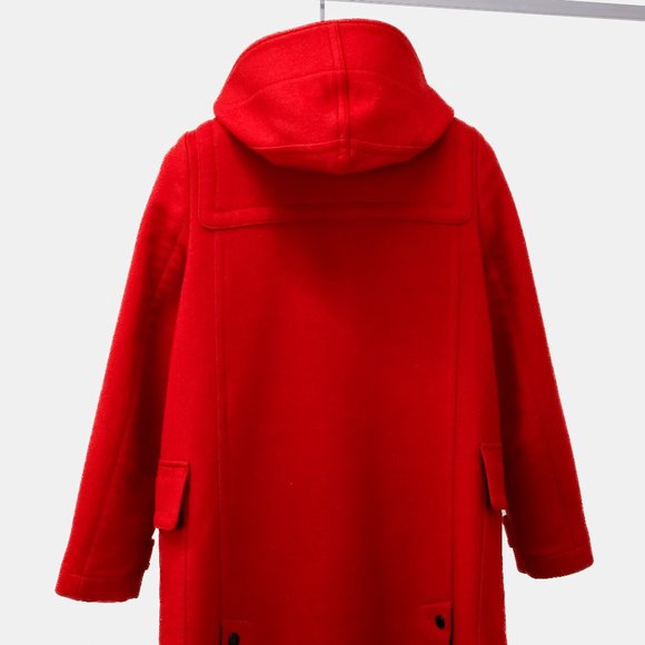 Burberry Brit Red Wool Hooded Coat - Picture 2 of 16